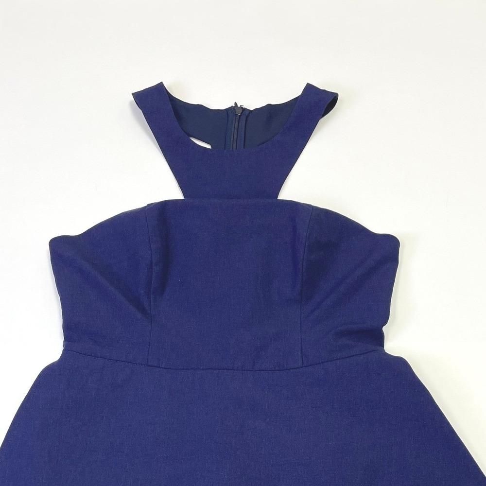 NWT Keepsake The Label Halter Navy Blue FitFlare Ruffle Mini Dress M Bridesmaid - Picture 6 of 16